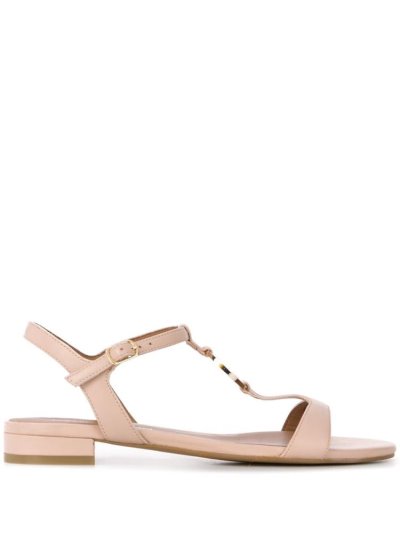Armani Emporio Low Heel Logo Sandalen Damen Beige | NV0B6V44