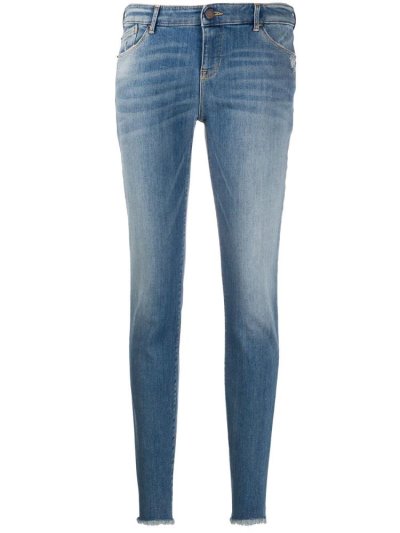 Armani Emporio Low Taille Skinny Jeans Damen Blau | U2T2OECK