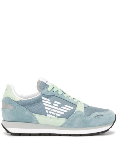 Armani Emporio Low Top Logo Sneakers Damen Blau Grün | BOJVH1BE