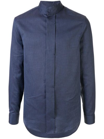 Armani Emporio Mandarin Collar Hemd Herren Blau | 15KYPV1C