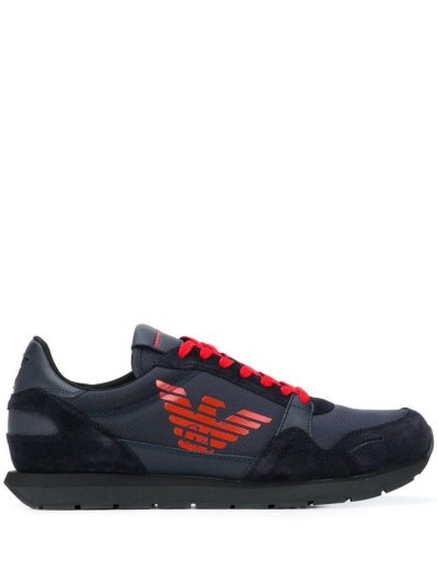 Armani Emporio Mesh And Wildleder Panelled Sneakers Herren Blau | GLWKCVVK