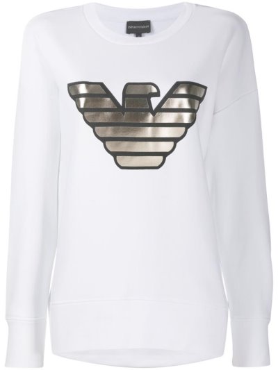 Armani Emporio Metallic Logo Sweatshirts Damen Weiß | BL888QID