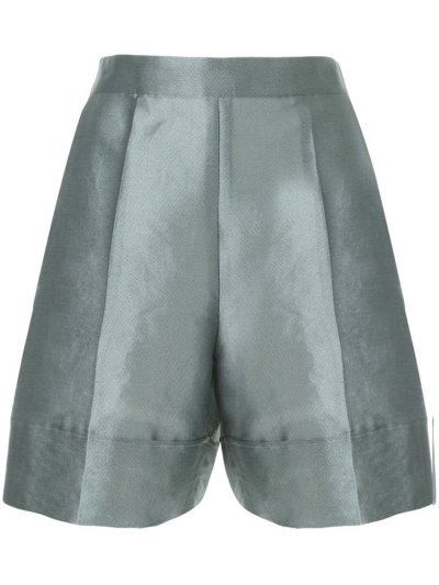 Armani Emporio Metallic Twill Kurze Hose Damen Blau | POTAO9A6