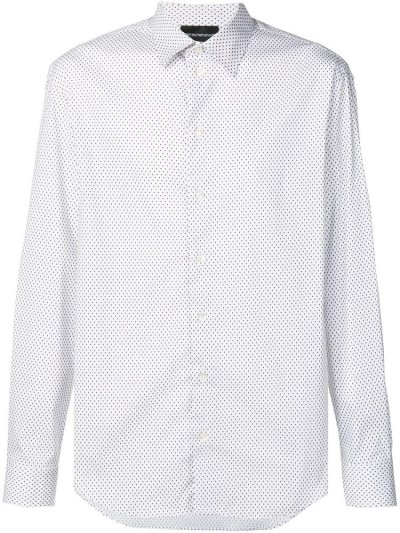 Armani Emporio Micro Patterned Hemd Herren Weiß Blau | GGCQBXFO