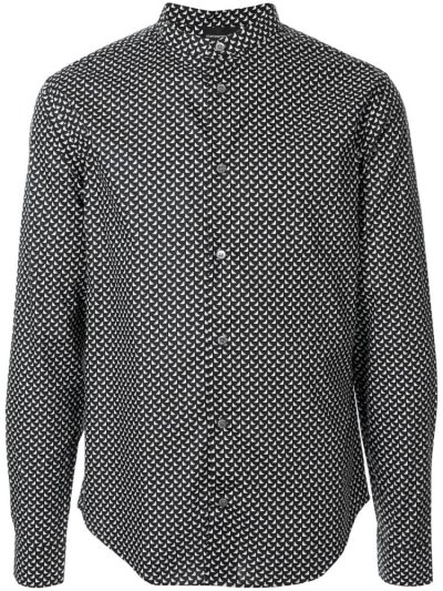 Armani Emporio Micro Print Hemd Herren Schwarz Weiß | K7YN4E3X