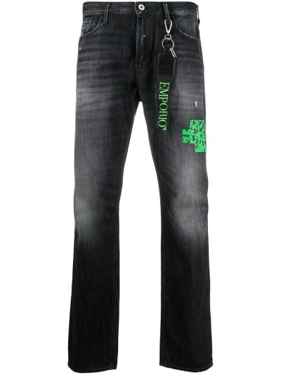 Armani Emporio Mid Rise Straight Leg Jeans Herren Blau | 5SHJDNQT