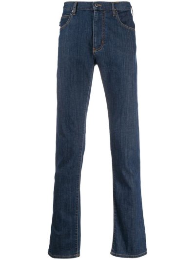 Armani Emporio Mid Rise Straight Leg Jeans Herren Blau | GVUQPYPB