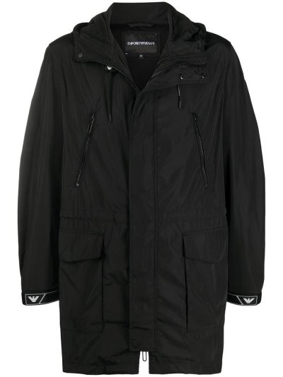 Armani Emporio Midi Mit Kapuze Parka Jackets Jacke Herren Schwarz | I1K3LYPN