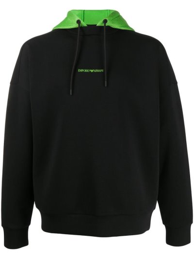 Armani Emporio Mit Kapuze Logo Pullover Herren Schwarz | OVN0EXDY