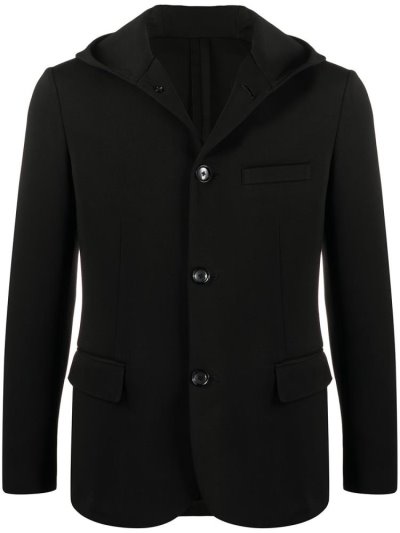 Armani Emporio Mit Kapuze Single Breasted Jacke Herren Schwarz | JFS2IM7O