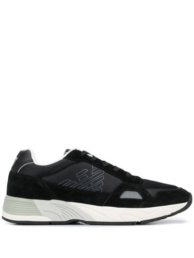 Armani Emporio Monogram Low Top Sneakers Herren Schwarz | GE6MFKCO