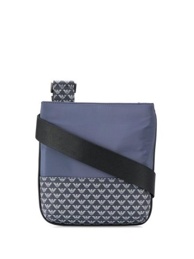 Armani Emporio Monogram Print Kuriertaschen Herren Blau | 207Q1AKJ