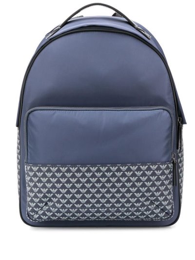 Armani Emporio Monogram Print Rucksäcke Herren Blau | 13HH2LWV
