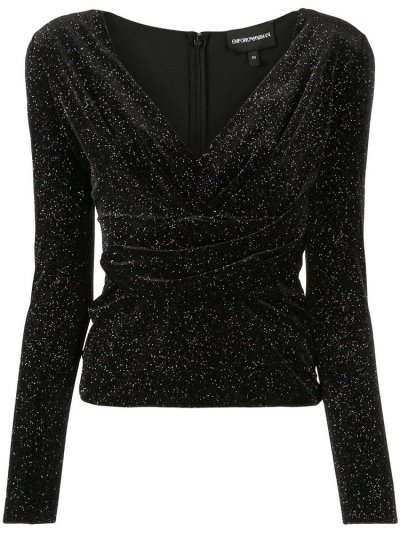 Armani Emporio Multicolored Glitter Oberteile Damen Schwarz | BJSNA1O1