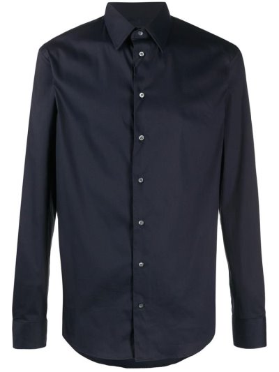 Armani Emporio Natural Baumwoll Hemd Herren Blau | KC0SNA1Q