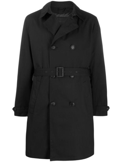 Armani Emporio Padded Trench Coat Mäntel Herren Schwarz | 41YHDHNR