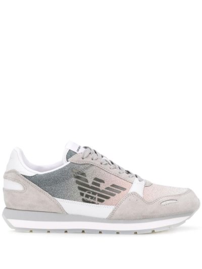 Armani Emporio Panelled Logo Sneakers Damen Grau | I40FQYYW