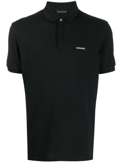 Armani Emporio Patch Detail Polo Hemd Herren Schwarz | TY5U74OJ