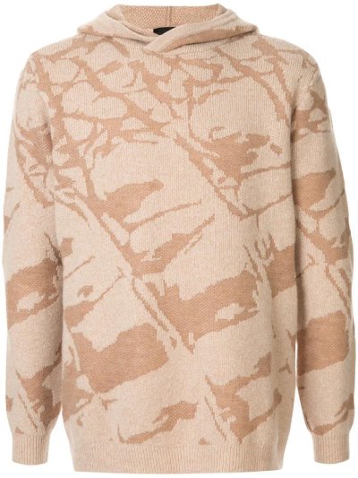 Armani Emporio Patterned Knit Hoodie Herren Braun | UTLM85SJ