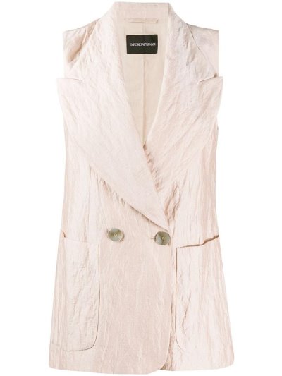 Armani Emporio Peak Lapel Double Breasted Crinkle Gilet Weste Damen Beige | FDEEUVB8