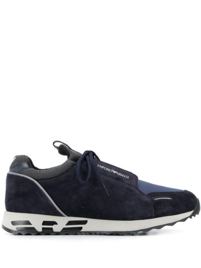 Armani Emporio Perforated Logo Sneakers Herren Blau | G7J14OUL