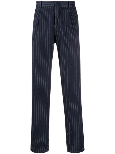 Armani Emporio Pinstripe Slim Fit Chinos Herren Blau | 8V0SYD27