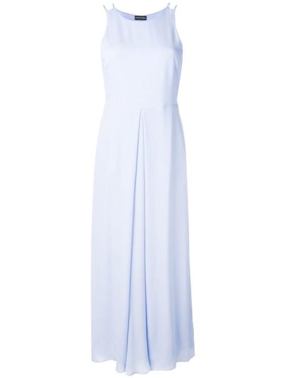 Armani Emporio Pleated Detail Long Kleider Damen Blau | 32WRAQUY
