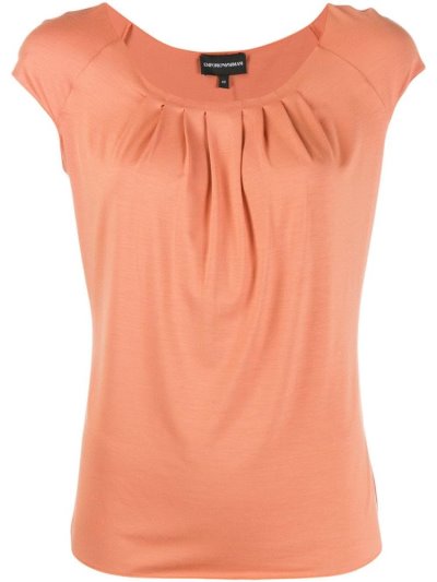 Armani Emporio Pleated Kurzes Sleeve Oberteile Damen Beige | H28RZGQT