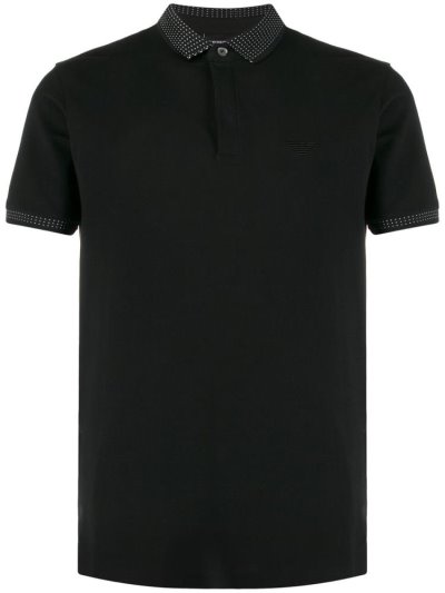 Armani Emporio Polka Dot Collar Polo Hemd Herren Schwarz | XPLIOXOY