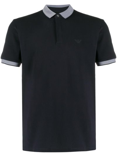Armani Emporio Printed Collar Polo Hemd Herren Blau | UT99IQ3O