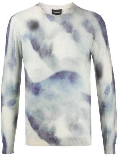 Armani Emporio Printed Crew Neck Jumper Herren Blau | EECGQAWY