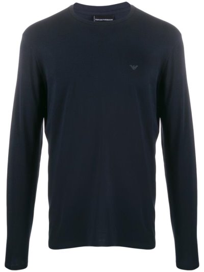 Armani Emporio Printed Logo Long Sleeve Bomberjacke Herren Blau | 36JS5UXU
