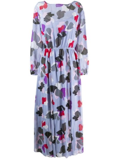 Armani Emporio Printed Maxi Kleider Damen Blau Rosa | WJ5WVMFC