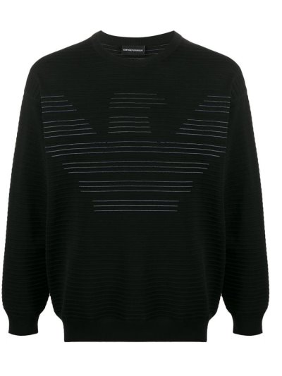 Armani Emporio Ribbed Logo Print Sweatshirts Herren Schwarz | P8KR4ZU0
