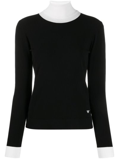 Armani Emporio Ribbed Neck Oberteile Damen Schwarz | 2QH1G2Z6