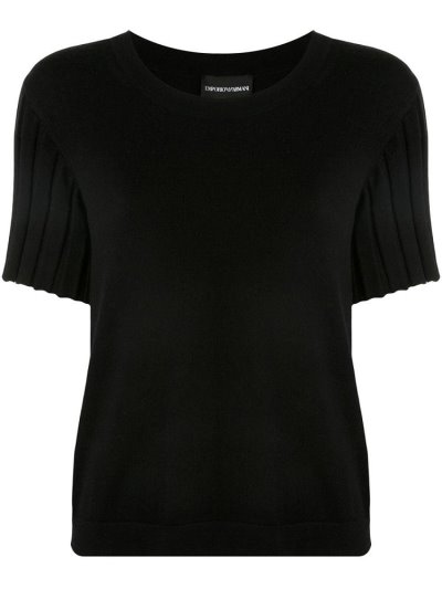 Armani Emporio Ribbed Sleeves Knitted Oberteile Damen Schwarz | FDA5U65P
