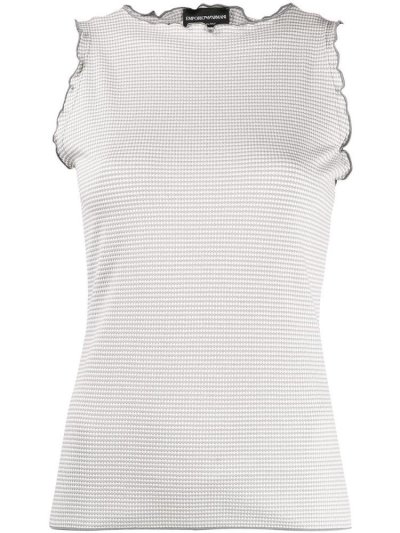 Armani Emporio Ruffled Ärmellose Oberteile Damen Grau Weiß | JU0RSU62