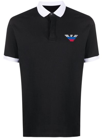 Armani Emporio Rus Logo Polo Hemd Herren Schwarz | Y3T54319