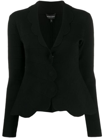 Armani Emporio Scalloped Fitted Jacke Damen Schwarz | RCJS6O2N