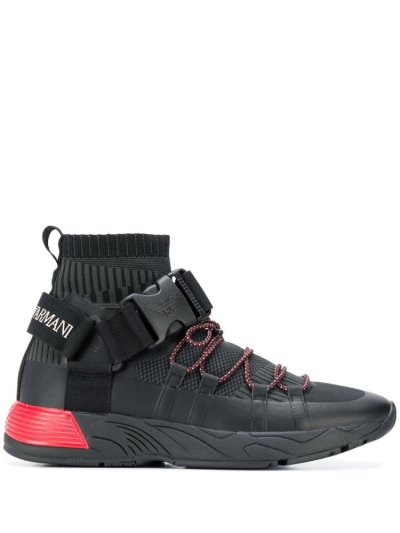 Armani Emporio Schnallen Embellished Sneakers Herren Schwarz | I5TEYW6N