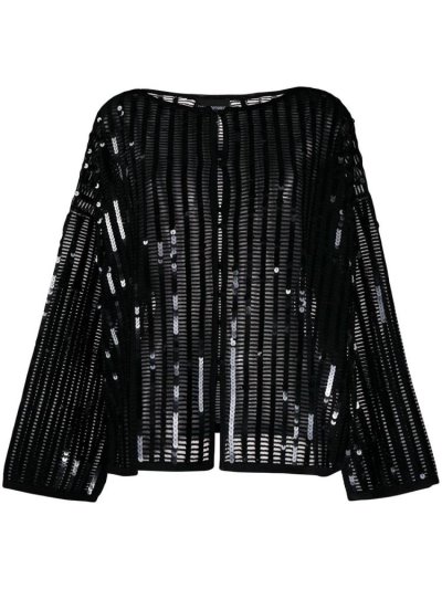 Armani Emporio Sequin Embroidered Strickjacke Damen Schwarz | TYN5HL53