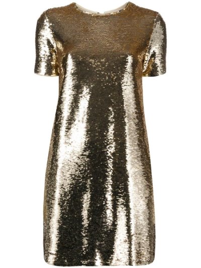 Armani Emporio Sequinned T Shirt Mini Kleider Damen Gold | U68R3REC