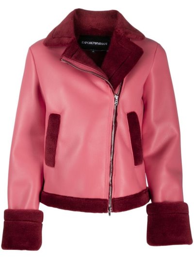 Armani Emporio Shearling Gefütterte Jacke Damen Rot | VPA6TOSH