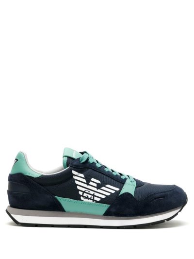Armani Emporio Side Logo Sneakers Herren Blau Grün | E1P7ANU4