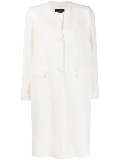 Armani Emporio Single Breasted Collarless Mäntel Damen Weiß | U5ZF8GLM
