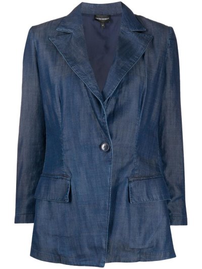 Armani Emporio Single Breasted Denim Blazer Damen Blau | ZH28F7S3