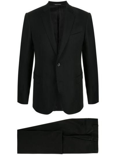 Armani Emporio Single Breasted Wool Suit Jacke Herren Schwarz | 3KET1KCS
