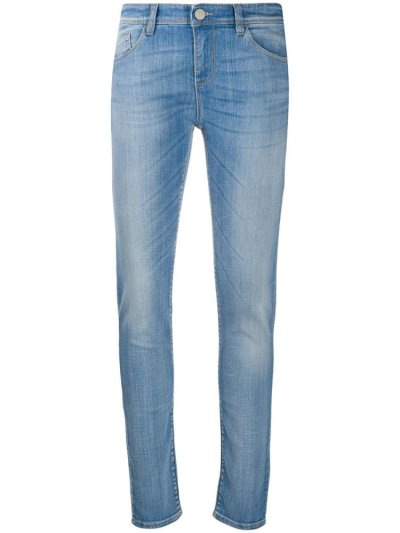 Armani Emporio Skinny Faded Jeans Damen Blau | FT18PKJU