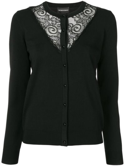 Armani Emporio Spitze Inserts Strickjacke Damen Schwarz | 2POVY6MO