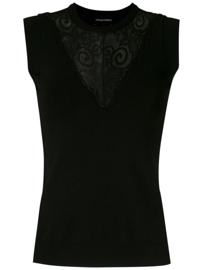 Armani Emporio Spitze Panel Tank Tops Damen Schwarz | POS851M7